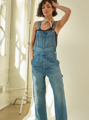 Comfortable denim jumpsuit. Great for pregnancy and beyond.