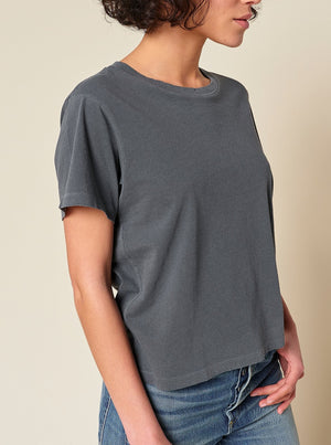 Classic women's tee with distressed edges. 