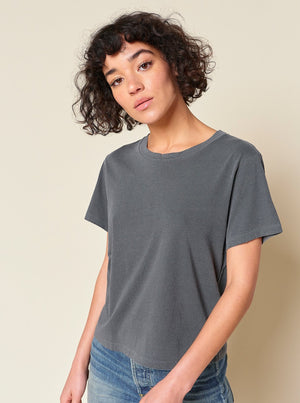 Classic women's tee with distressed edges. 