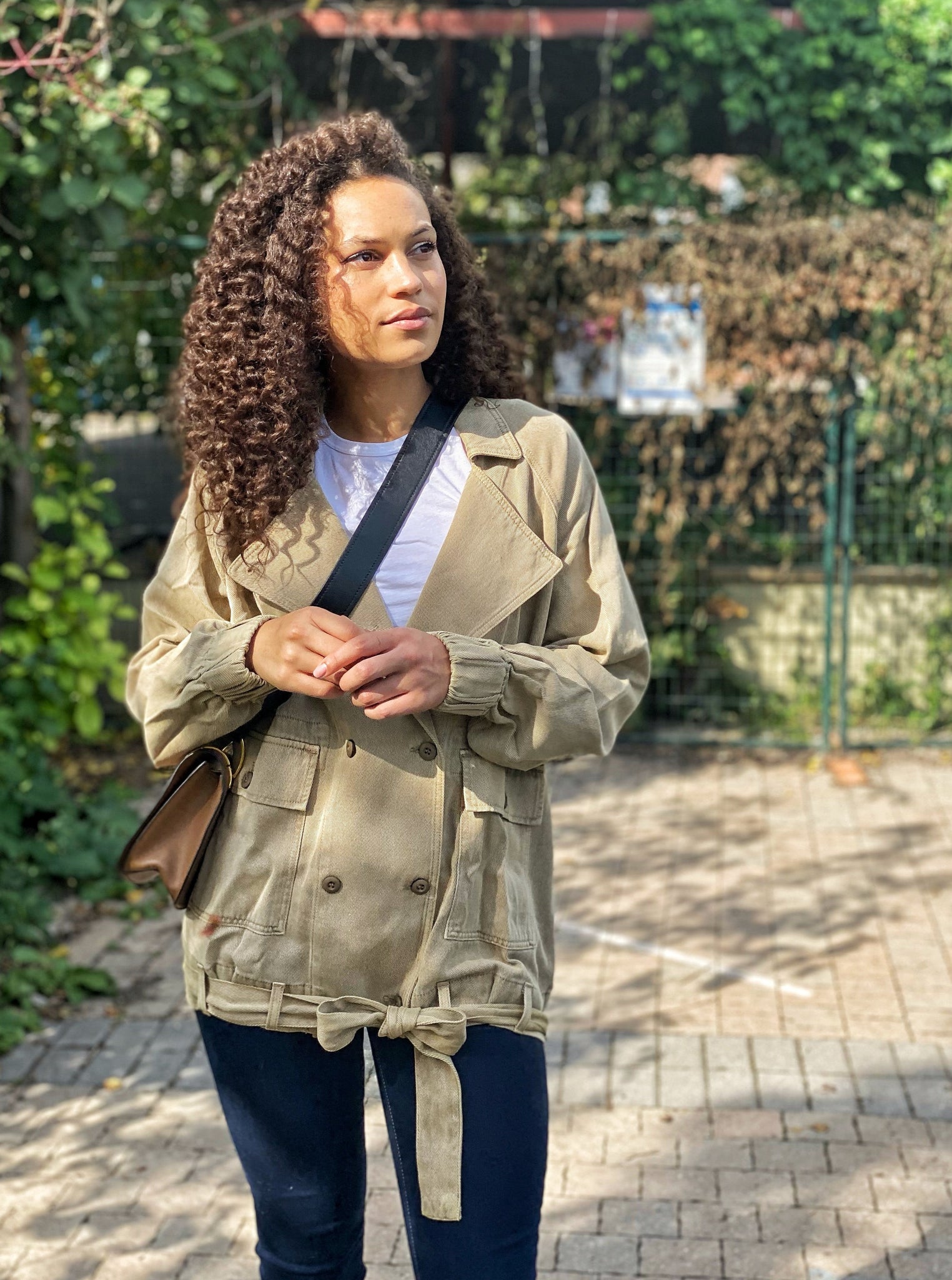 Women's utility trench jacket for fall.